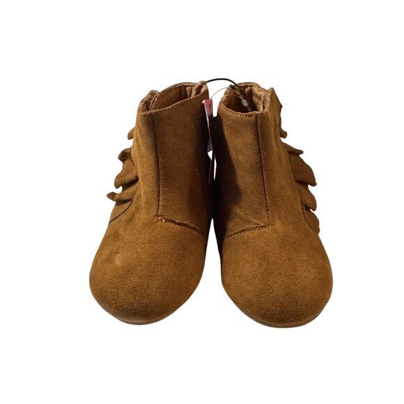 Garanimals Infant Boot Size 6 Brown Suede Ankle Boots With Ruffle Detail - Picture 2 of 6